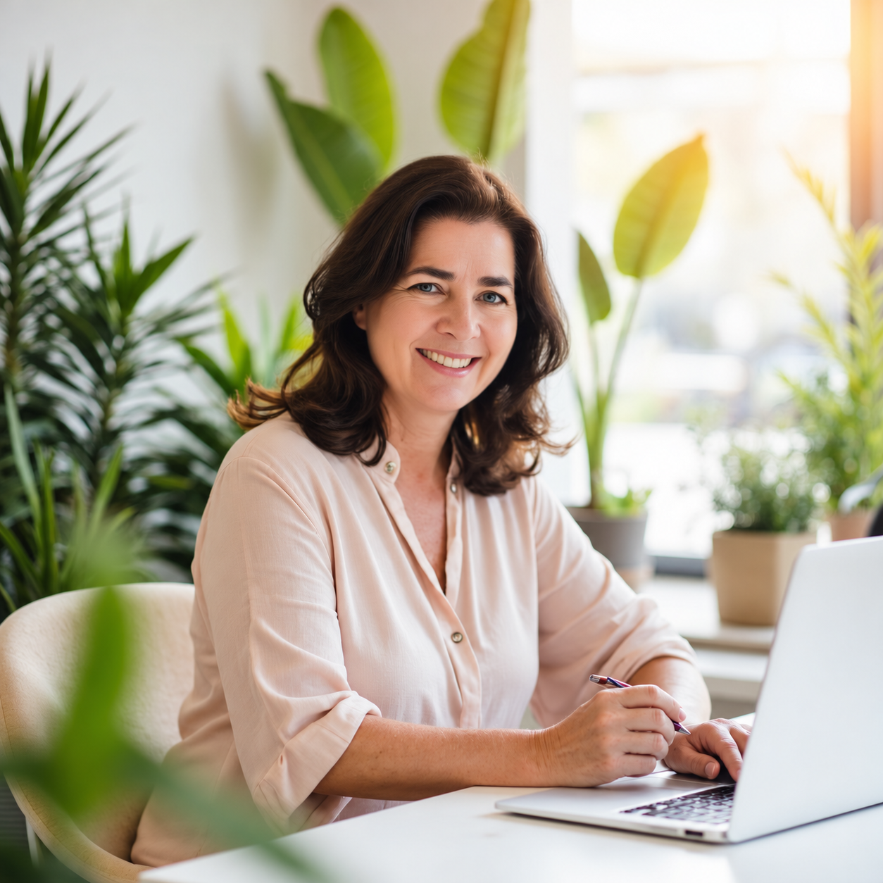 Yvonne Bosbach in heller Arbeitsumgebung